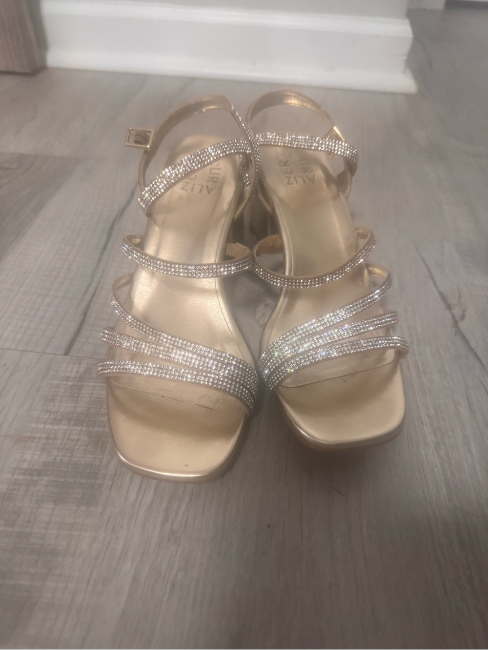Naturalizer Women’s Gold Strappy Rhinestone Sandals